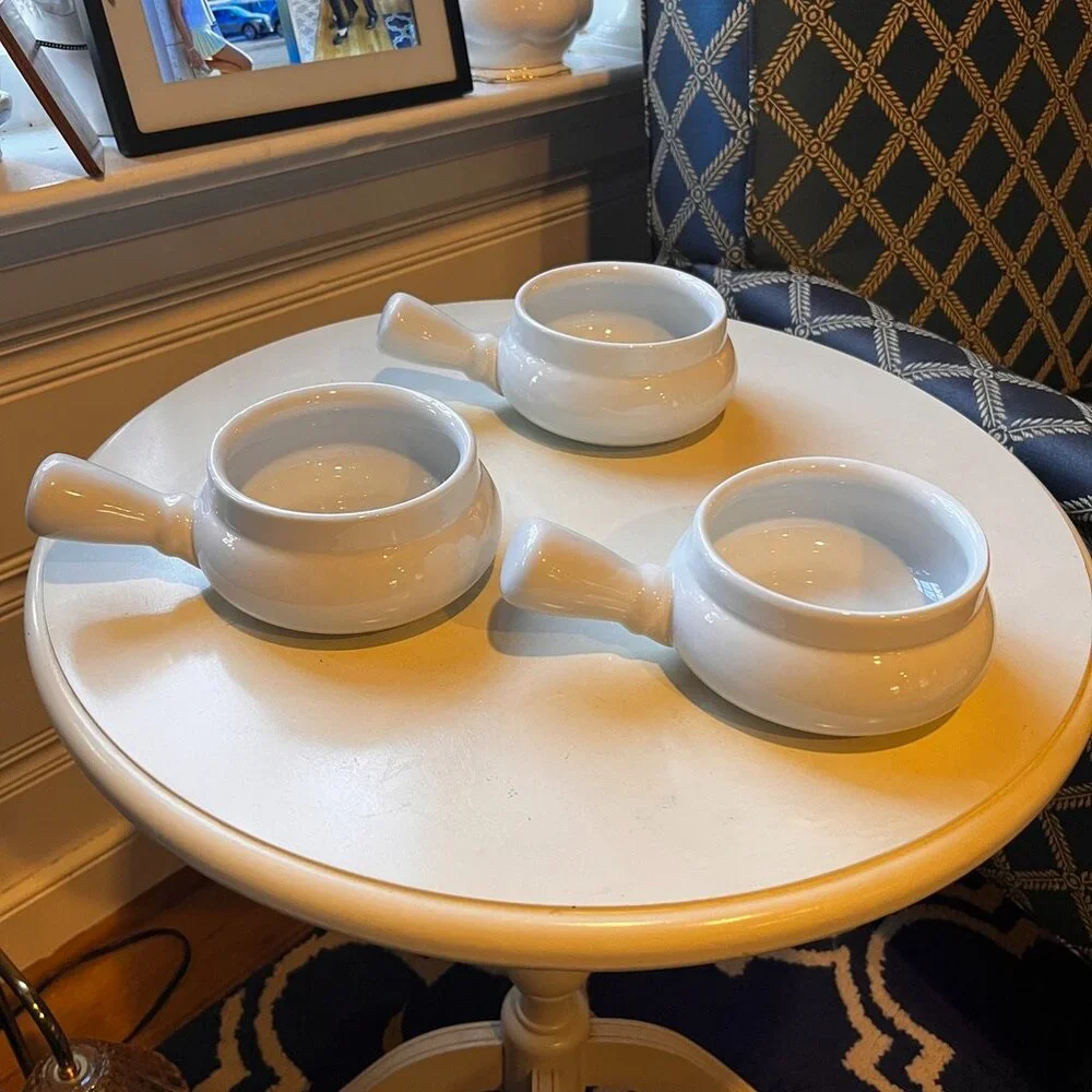 3 Sur La Table Blanc Individual Handled Soup Bowl